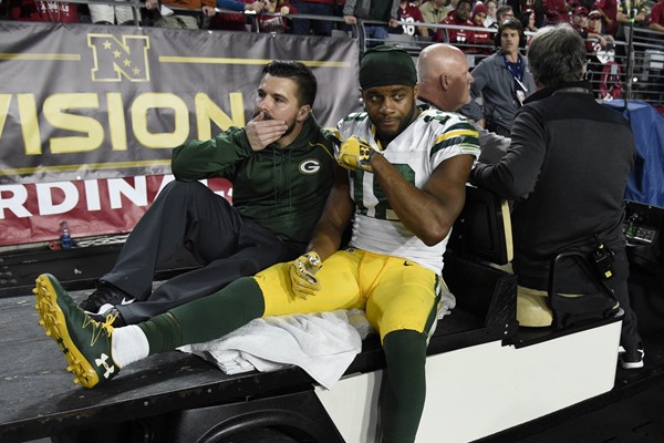 Randall Cobb Leaves Game with Chest Injury, Will Not Return