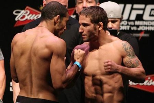 UFC Featherweight Champ Jose Aldo Shoves Chad Mendes at UFC 179 Media Day